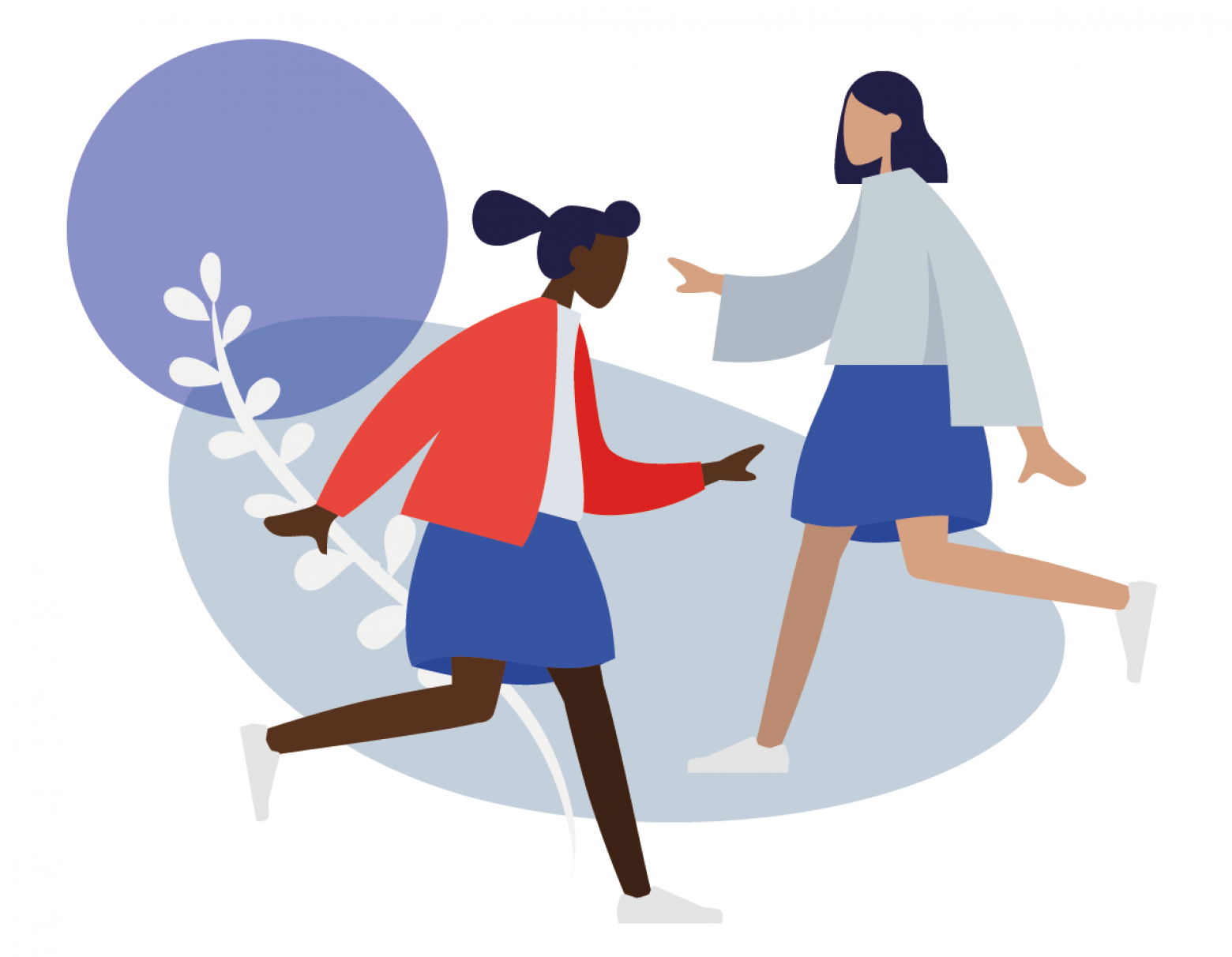 Two young women illustration