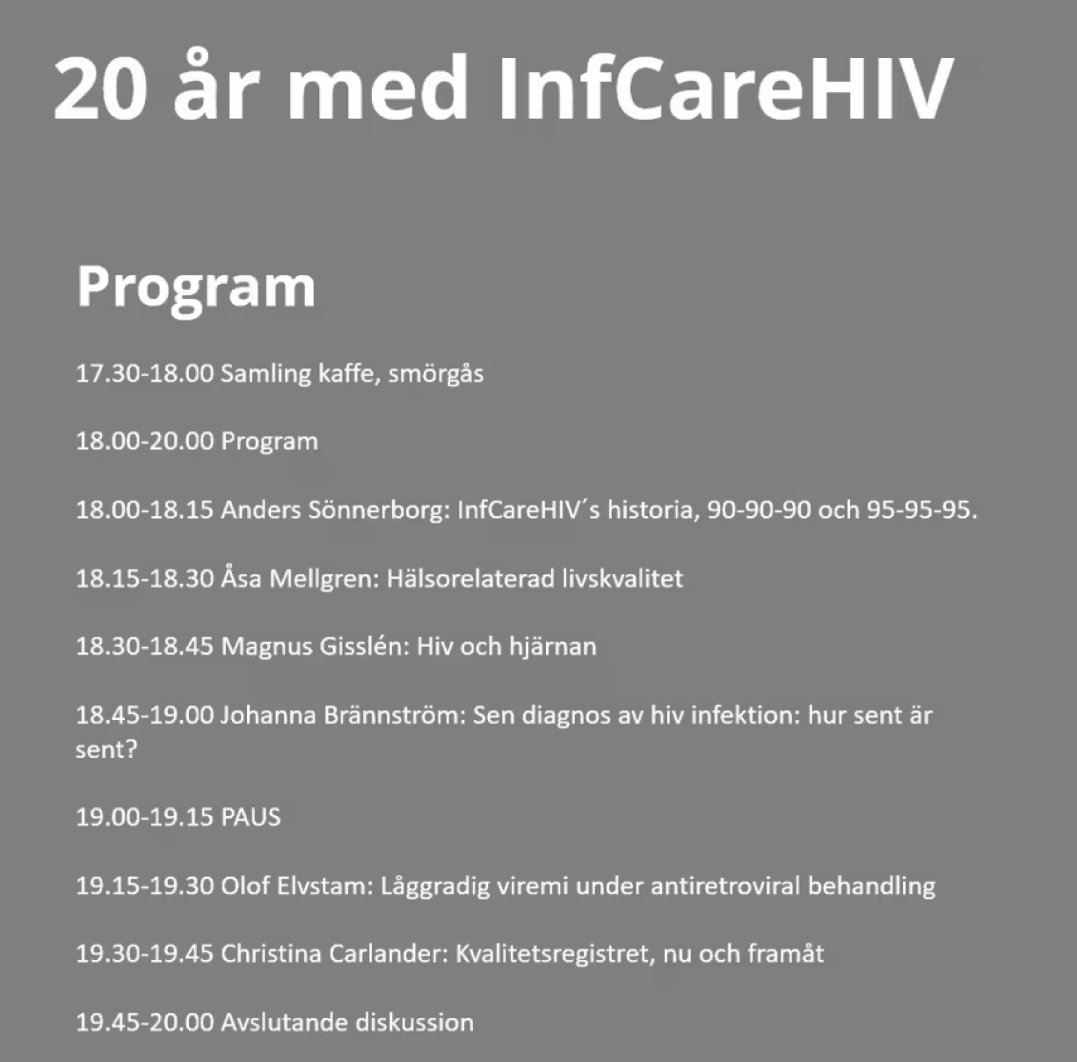 InfCareHIV 20 Year Anniversary Day Program